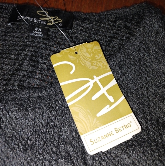 NWT Suzanne Betro Grey / Red Plaid Contrast Print Empire Waist Dress, 4X - Picture 4 of 6